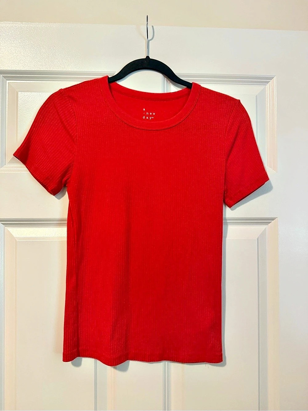 A New Day Women's Short Sleeve Ribbed T-Shirt in Red